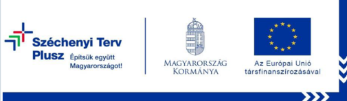 Kék-fehér szalag logókkal: Széchenyi Terv, Magyarország Kormánya és Európai Unió zászlója.